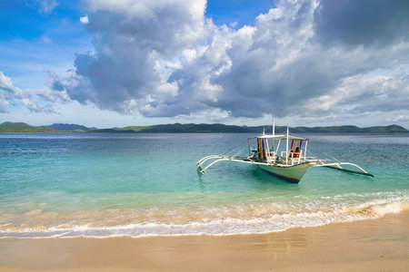 Traditional boat at the beach of Black Islandの写真素材