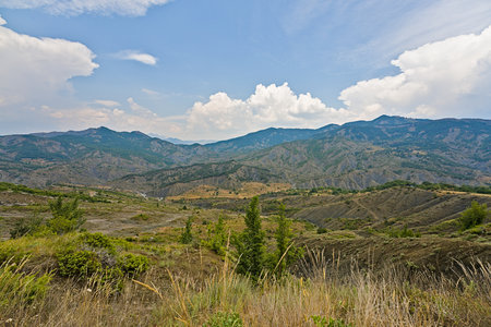 Mountain pass through the national park between the road to Permet and the Osumi canyonの写真素材