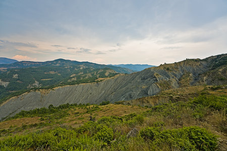 Mountain pass through the national park between the road to Permet and the Osumi canyonの写真素材