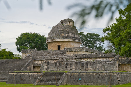 El Caracol or the Observatory at Chitzen Itzaの写真素材