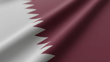 Qatar flag blowing in the wind. Part of a series.の写真素材