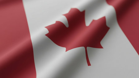 Canadian flag waving in the wind. 3d rendering, 3d illustration.