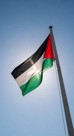 A national flag waving in the wind.の写真素材