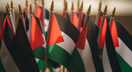 Close-up of the flags in a row