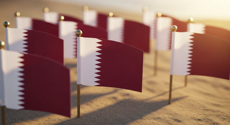 Qatar waving flag in the sand. 3d render illustration.の写真素材