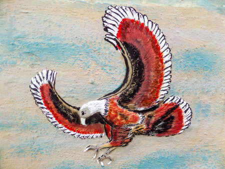 The Promise Island Art of concrete painting in Wat Thong Pattanararm, Hui Yai, Chonburi, Thailandのeditorial素材