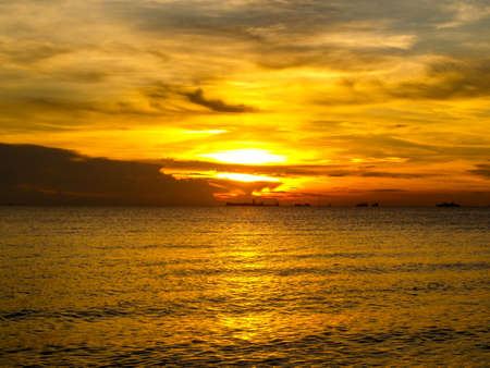 The last of sunlight when sunset in oversea light and shadowの写真素材