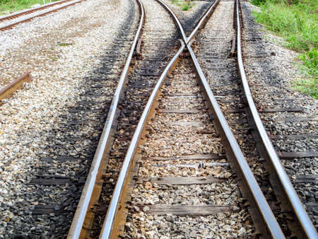 railway railroad near junction train stationの写真素材