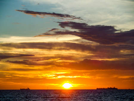 Dark cloud moving in the sky when sunsetの写真素材