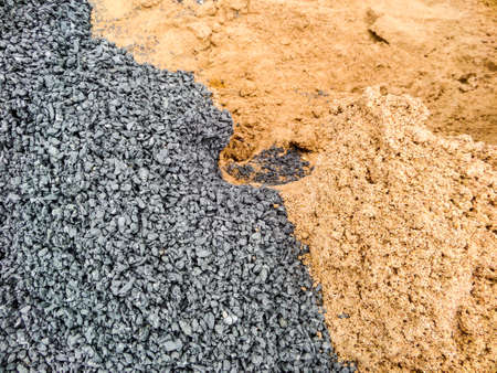 Rock and sand for structure in construction areaの写真素材