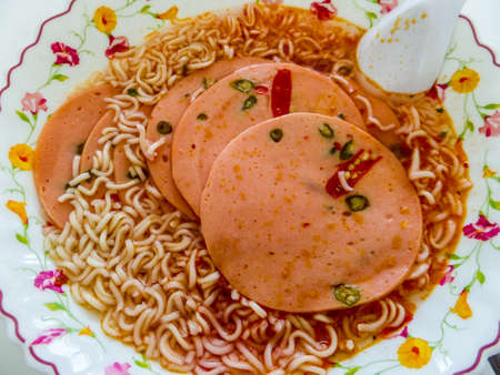 Spicy bologna with noodle amazing menu so tastyの写真素材