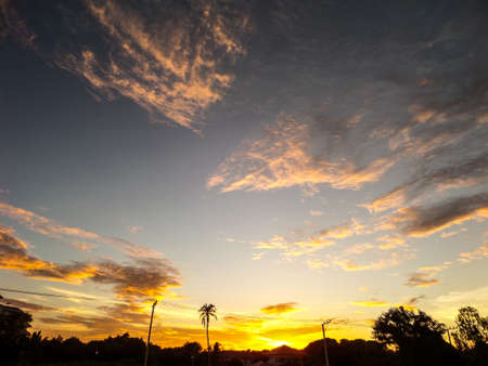 Sky and cloud moving by wind in the eveningの写真素材