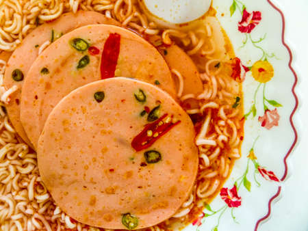 Spicy bologna with noodle amazing menu so tastyの写真素材