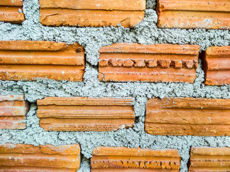Brick wall outdoor near construction houseの写真素材