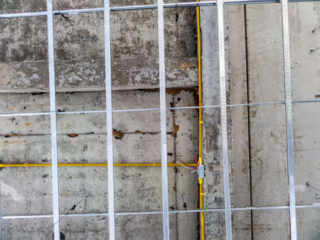 verge with bargeboards for ceiling plaster at constructure areaの写真素材