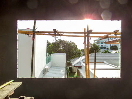 concrete wall in construction areaの写真素材