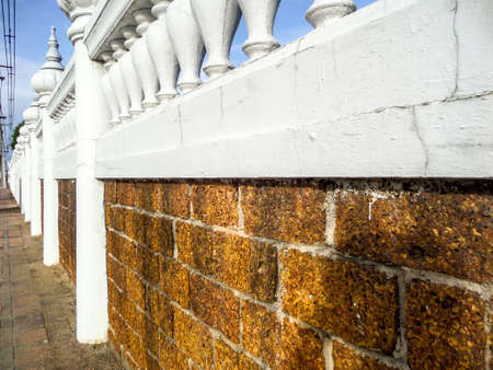 laterite texture wall at Djittabhawan Temple Banglamung Chonburi Thailand
