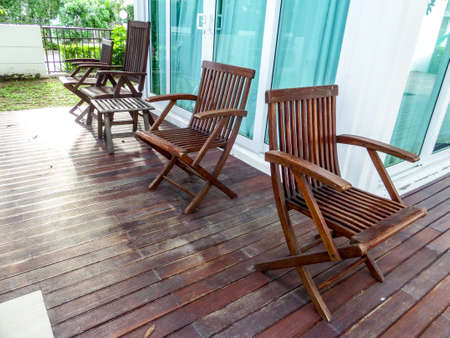 Chair in the garden beside living roomの写真素材