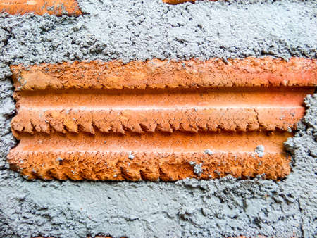 Brick wall outdoor near construction houseの写真素材