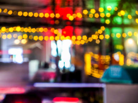 Night light, Bokeh light of colorful at walking street at pattaya cityの写真素材