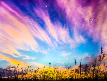 Eternal Flame sunset and flame cloud and glass shadowの写真素材