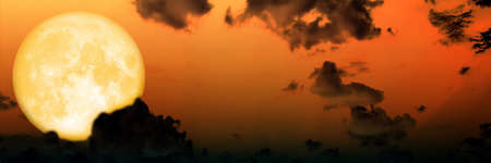 Panorama blur dark cloud sky super moon