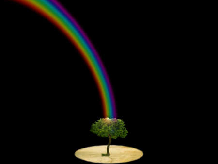 god bless rainbow to the tree dark isolateの写真素材