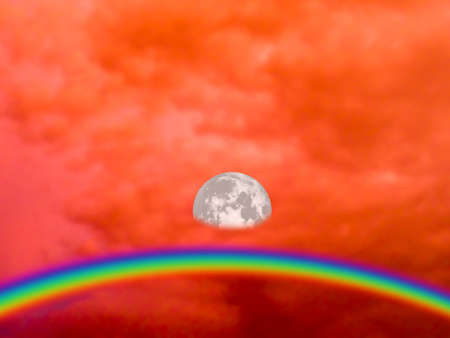 Moon and day at the morning of Banglamung cityの写真素材