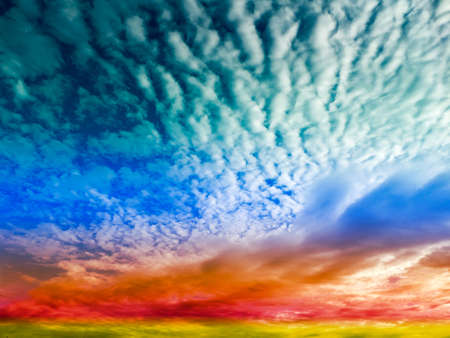 blue wave cloud and red sky when setの写真素材