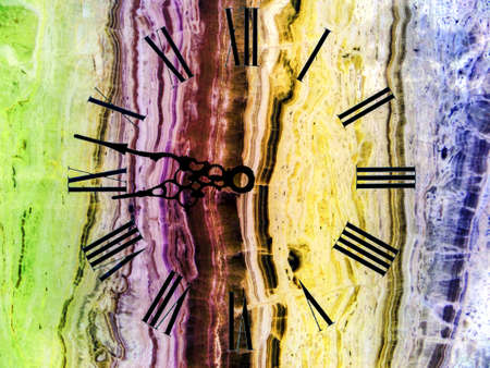 vintage luxury clock black text and colorful marble backgroundの写真素材