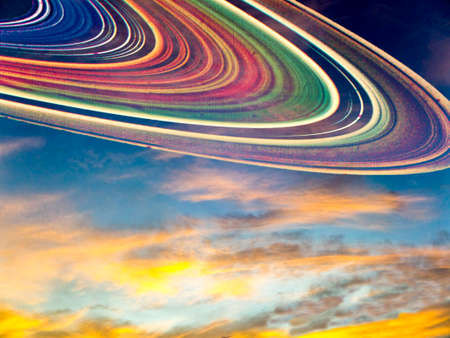 Saturn ring sunset in the evening, Elements of this image furnished by NASA