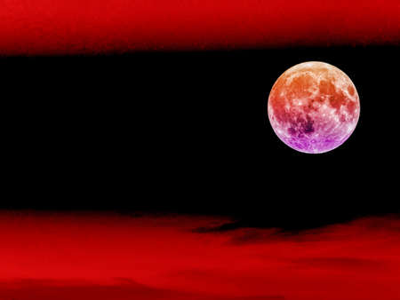 blood moon in dark red sky, Elements of this image furnished byの写真素材