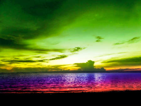 blur last light sunset colorful sky and oceanの写真素材
