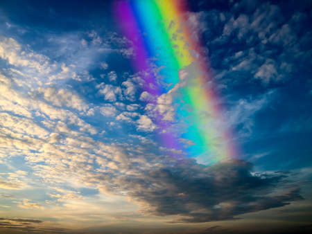 rainbow back spread cloud and light of sunset background