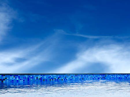 swimming pool and clear blue sky white cloud