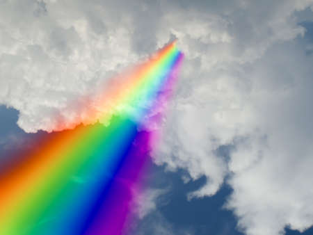 god bless rainbow in white cloud and blue sky backgroundの写真素材