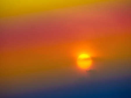 blur sunset background and soft fog on screenの写真素材