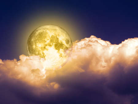 full dragon moon light red heap cloud on night skyの写真素材