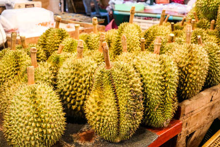 The durian is the fruit of several tree species belonging to the genus Durio and durian is king of fruitの写真素材