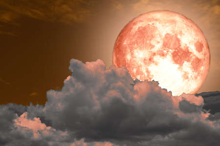 red blood moon back heap cloud on the night sky