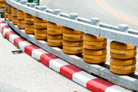 Roller barriers set up to protection on steep curved roads and down hill