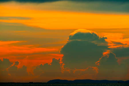 sunrise cloud back on dark silhouette sky and red flame cloud background
