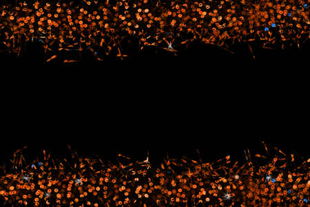 orange pieces color abstract of blur colorful light interior and black background