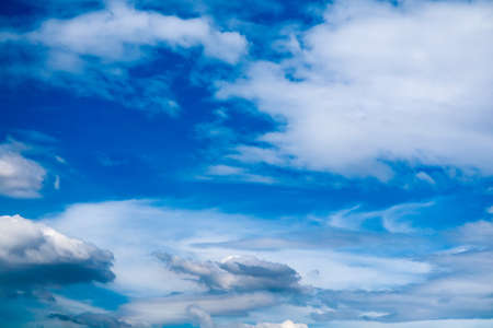 clear white cloud sunshine in the deep blue sky soft sunlightの写真素材