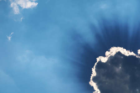 sun back on blue sky white cloud and sunlight shiny on a day