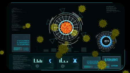 lava color virus covid 19 digital graph was analysis to find vaccine and medicine and yellow another...