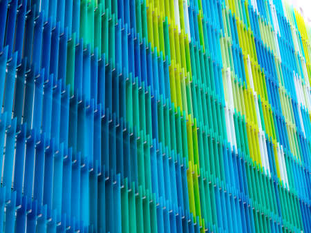 acrylic plastic sheet interior design on square, yellow blue aqua colorful pattern of concept designの写真素材