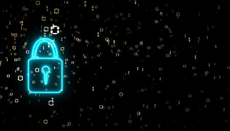 Security lock binary digital paticle explosive gold dollar symbol motion radial blur technology big...