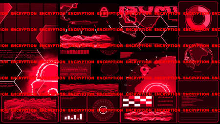 Monitor Digital CCTV red alert and graph bar radar detected was attact by ransomware and encryptionの写真素材