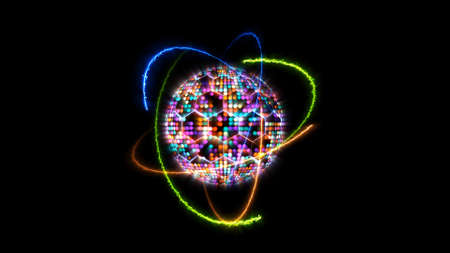 quantum futuristic computer animation abstract pastel tone light sphere ball and light blue core...
